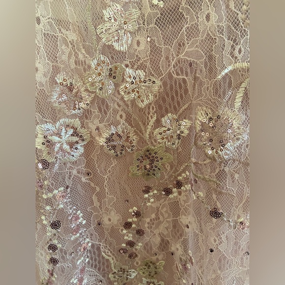 Mac Duggal Size 10 Blush Pink Beaded Floral Lace Midi Dress NWT Formal Cocktail - Picture 7 of 15